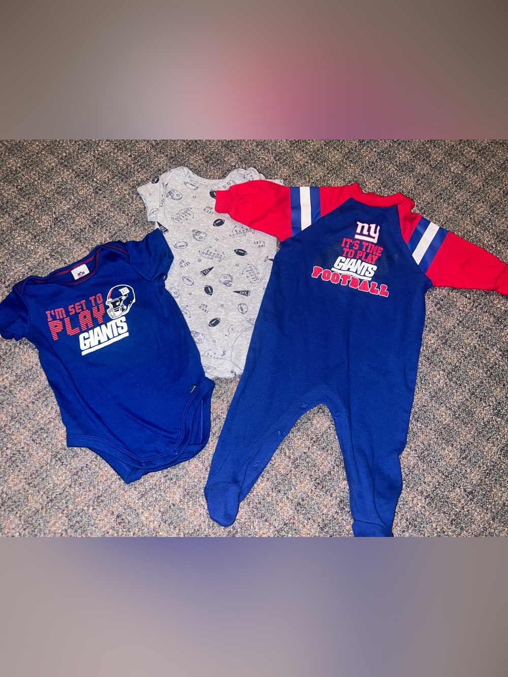 NY Giants NFL lot of 3 baby onesies